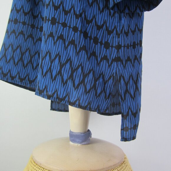 Plenty by Tracy Reese Women M Blue Black 100% Silk 3/4 Sleeve Shirt Top Tunic - Picture 6 of 8